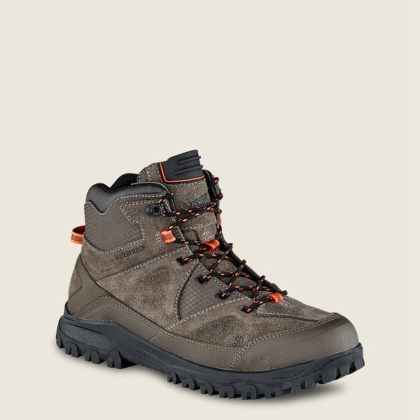 Red Wing Hiking Boots Trbo - 5-inch Waterproof Soft Toe - Grey Brown - Mens QET523047